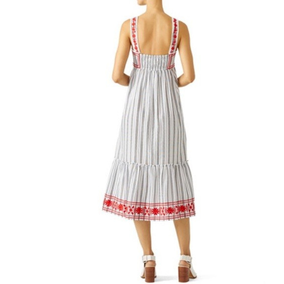 Kate Spade x Broome Street Sleeveless Midi Dress Floral Embroidered Stripe Large - Picture 10 of 16